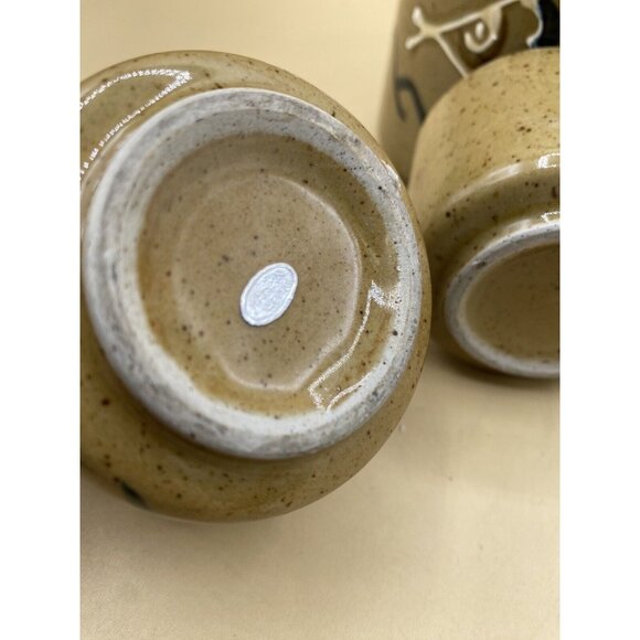 OTAGIRI Fish Stoneware Tea Set Teapot & 4 Cups Japan Vintage - Picture 7 of 12